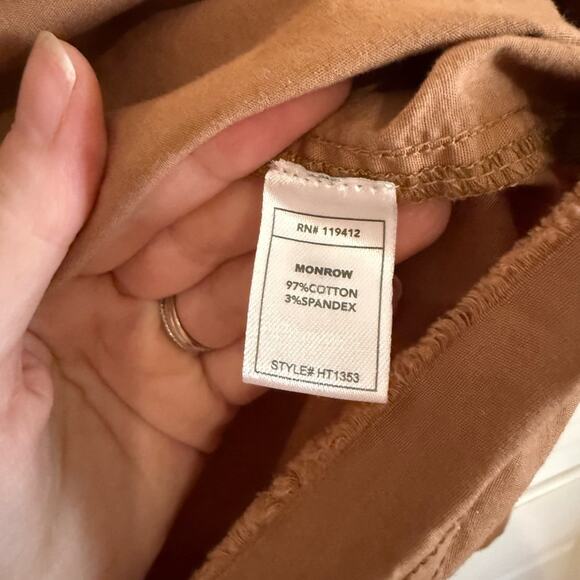 Monrow Brown Button-Down Crop Shirt - Picture 4 of 6